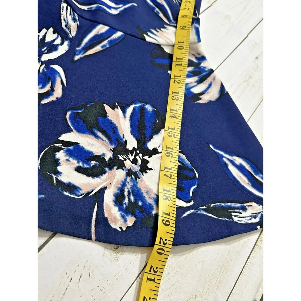 Eliza J White Plus Mini Dress Blue Floral Sz 22W‎ 3/4 Trumpet Sleeves